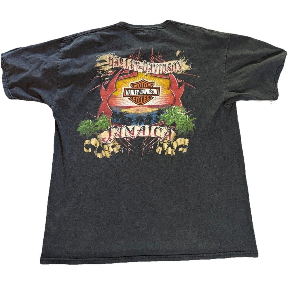 Harley Davidson Jamaica Graphic T-Shirt Mens Large 22x28 Faded Black Missing Tag